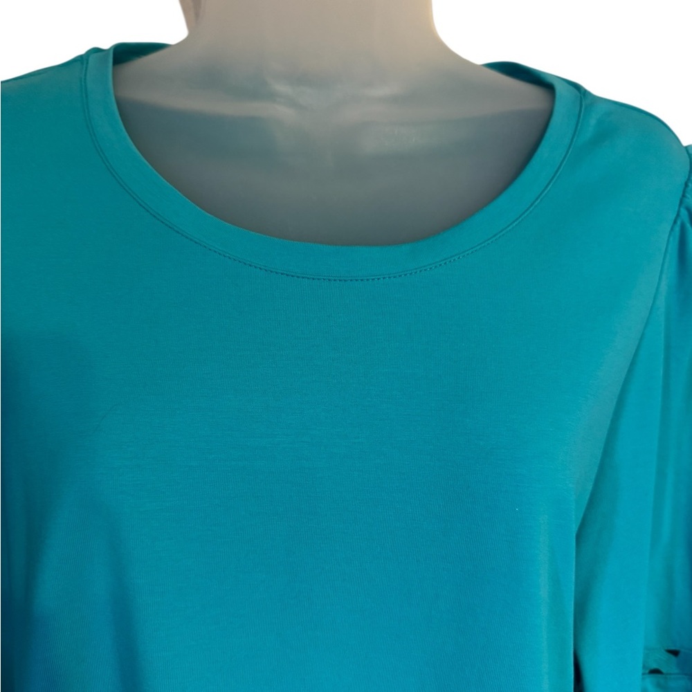 NWT RETAIL: $70  Chico's Teal Eyelet-Trim Top  LARGE      #K - Picture 2 of 8